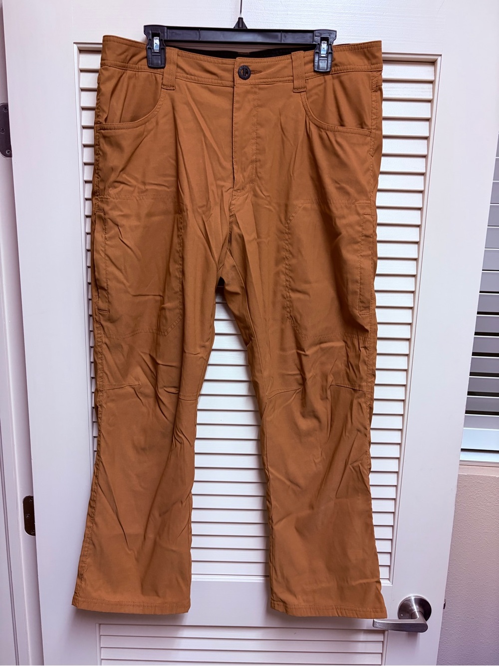 Orvis Mens 34x29 Brown Fleece Lined Pants Stretch Nylon Outdoor Hiking Gorpcore
